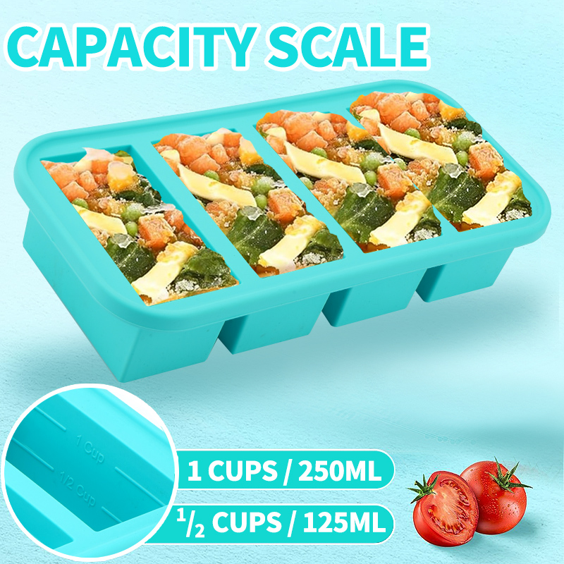 Meal Prep Template - 4 stampi per congelatore rivestiti in