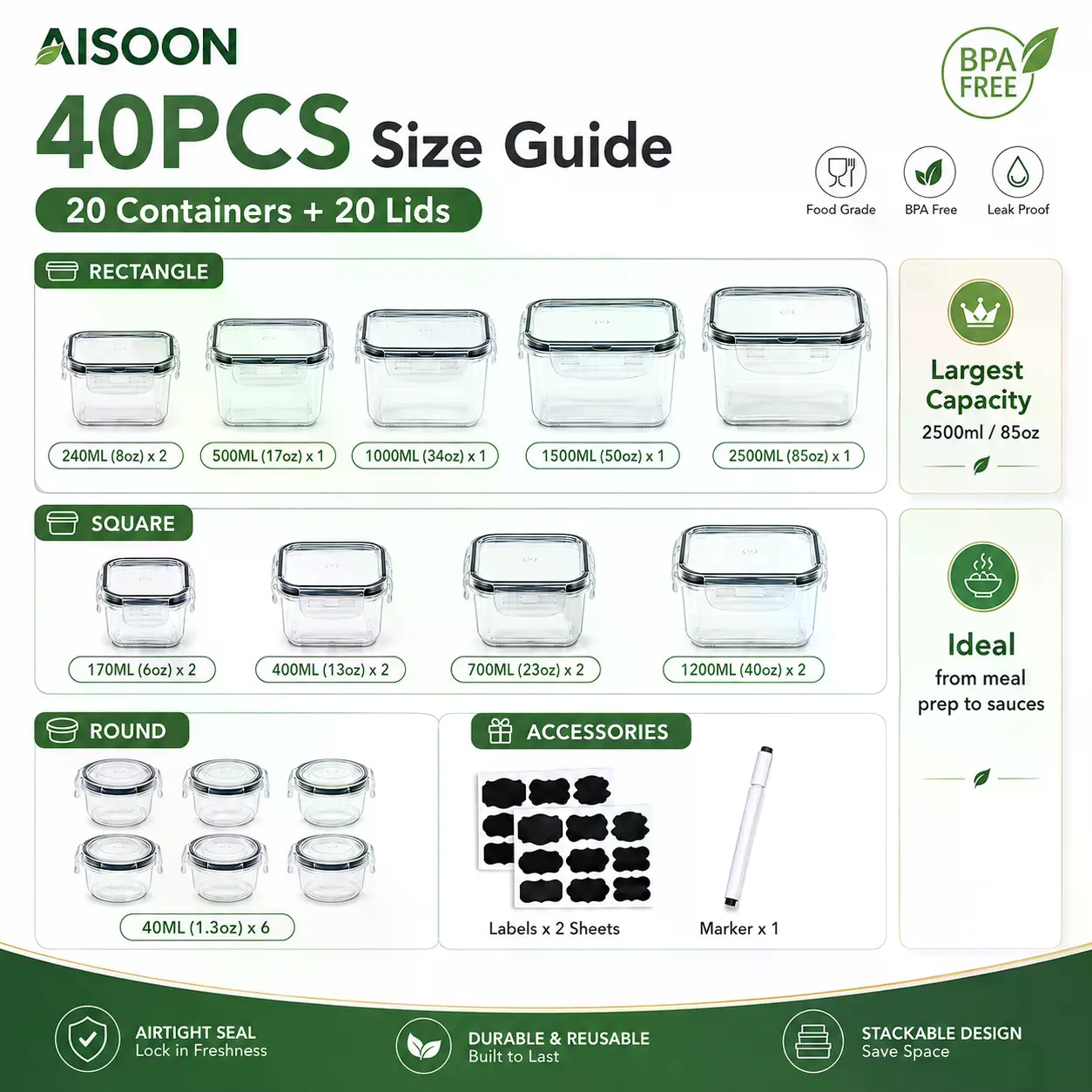 Set di 40 Contenitori per Alim - Meal Prep Kitchen recensione e prezzo